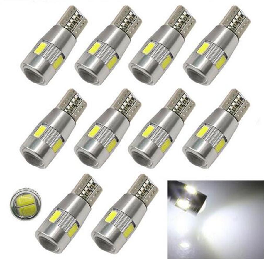 10Pcs T10 6SMD 5630 LED Bulb White For Car Roof Reading Light License Plate Lamp