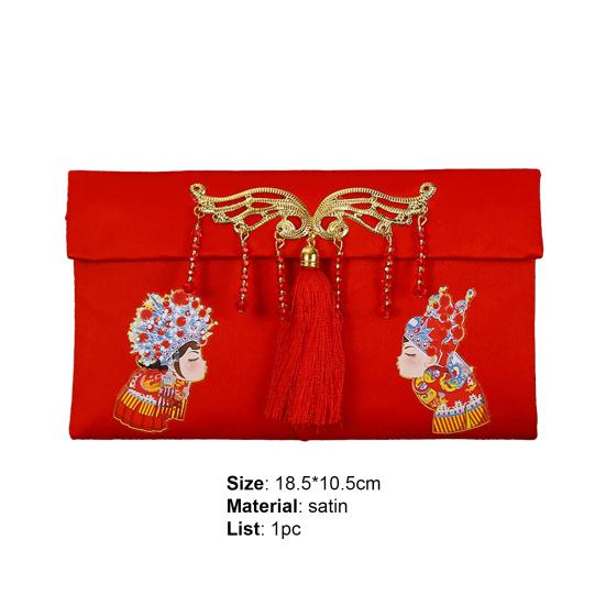 Klasická taštička na štěstí Průhledná textura Umělé hedvábí Návštěva příbuzných Nový rok Červená obálka pro rodinu