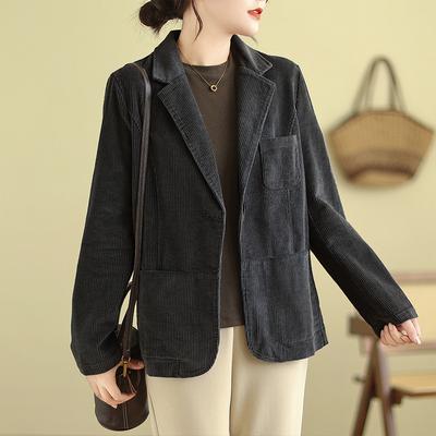 Herbst Neue Cord Jacke frauen Casual Einfarbig Jacken Mäntel Damen Solide Winter Blazer Anzug