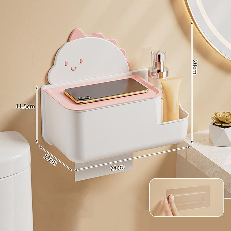 Minimalistický nástěnný box na kapesníky v kresleném stylu pro koupelnu, bez nutnosti vrtání; Vhodné také do kuchyně a obývacího pokoje