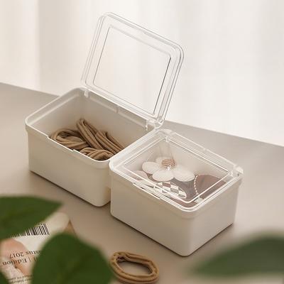 Double-Open Transparent Lid Storage Box - Multi-Purpose Organizer Container for Stationery, Cosmetics & Home Small Item Tidy