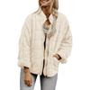 2025 Women's Solid Color Stand Collar Cotton Coat Oversized Long Sleeve Pockets Jacket for Autumn Winter