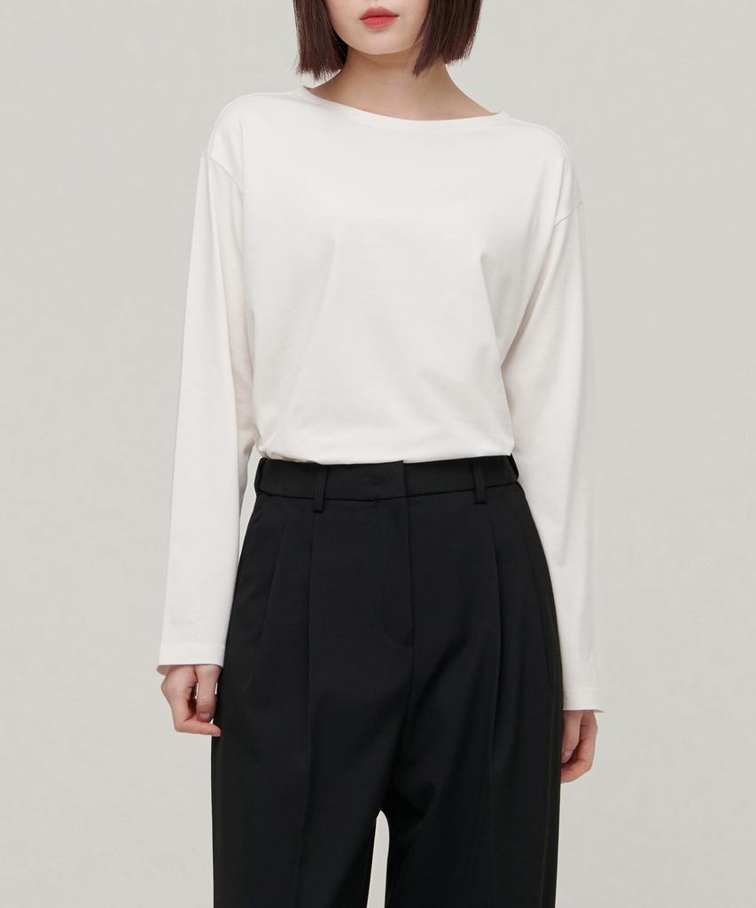 MUSINSA STANDARD WOMAN Women'S Relaxed Boat Neck Long Sleeve T-Shirt [Cream]