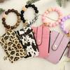 Faux Leather Card Holder Bracelet Keychain Wristband Card Case Keyring  Fashion Accessory