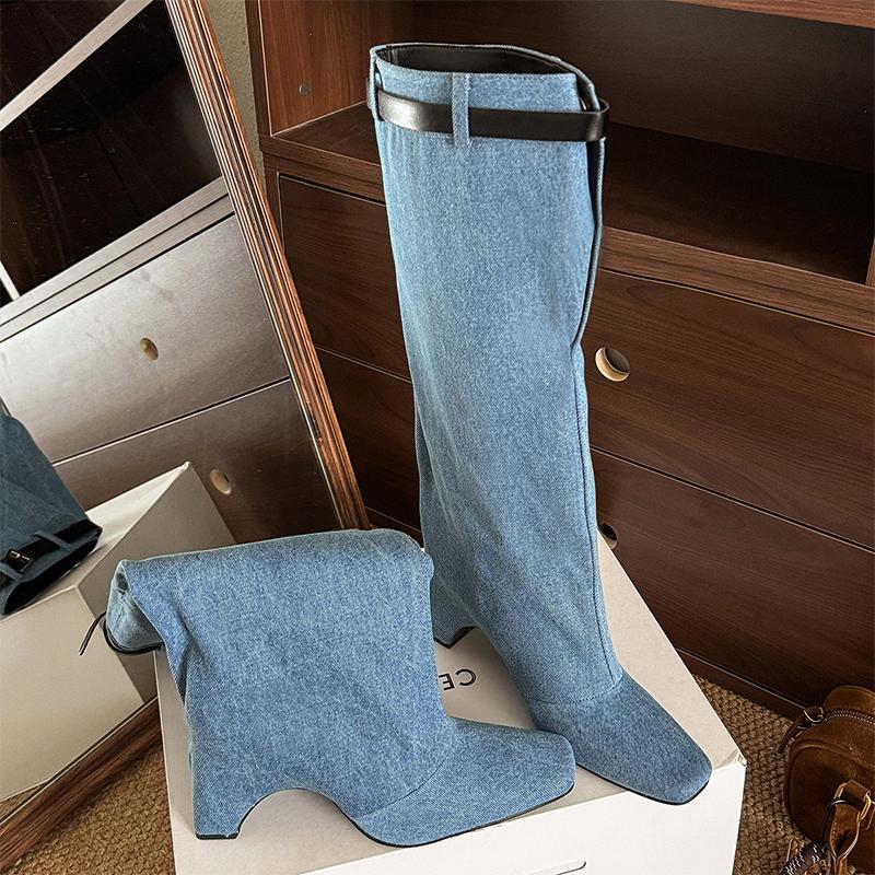 Knee High Boots for Women Designer High Heels Shoes Winter Dress Chunky High Boots 2025 New Sexy Goth Mujer Cowboy Botas