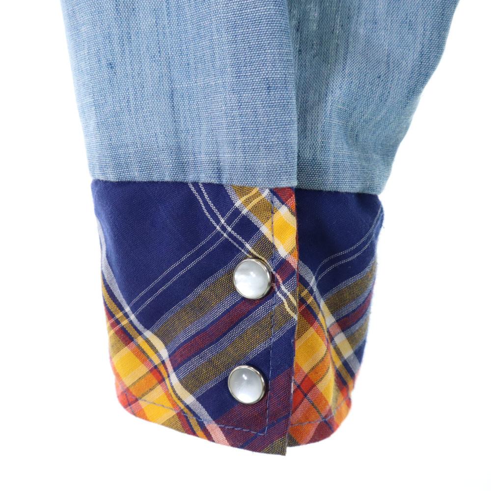 Sears 70s Vintage Check Pattern Switching Long Sleeve Western Shirt M Men's Used