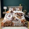 Animal Duvet Cover Set Cartoon Kittens Funny Smiling Doodle Humorous Twin Bedding Set Polyester Quilt Cover