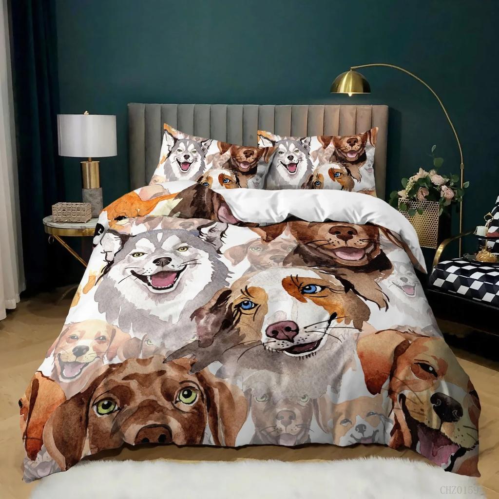 Animal Duvet Cover Set Cartoon Kittens Funny Smiling Doodle Humorous Twin Bedding Set Polyester Quilt Cover