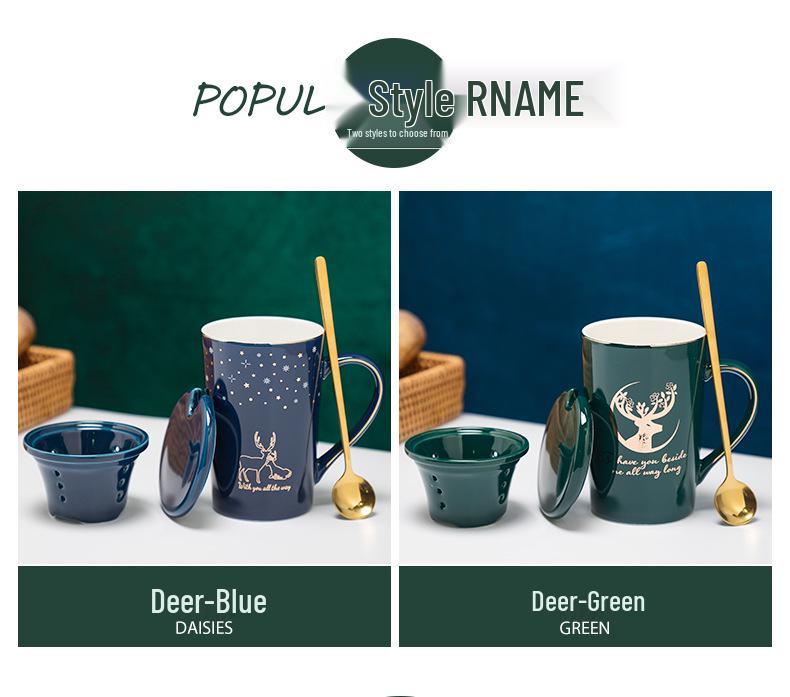 Ceramic Mug with Gold Rim, Tea Strainer, and Lid - Perfect Business Gift for Men and Women.