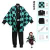 Demon Slayer Inspired Battle Uniform Cosplay Tanjiro Kamado Green Checkered Haori Outfit Anime Martial Arts Costume with Sword for Men