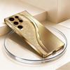 Minimally textured gold plated glass phone case suitable for Samsung Galaxy S26 S25 S24 S23 S22 S21 S20FE/Ultra/Plus5G anti drop