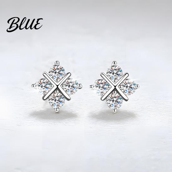 Ear Studs 1 Pair Stud Earrings Four-Leaf Clover Design Micro-Setting