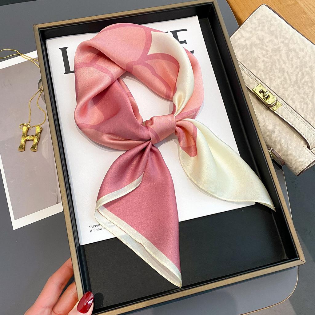 Chain Horse Print Silk Neckerchief Luxury Design Square Scarf For Women Soft Satin Scarves Bag Ribbon Female Foulard Hairband