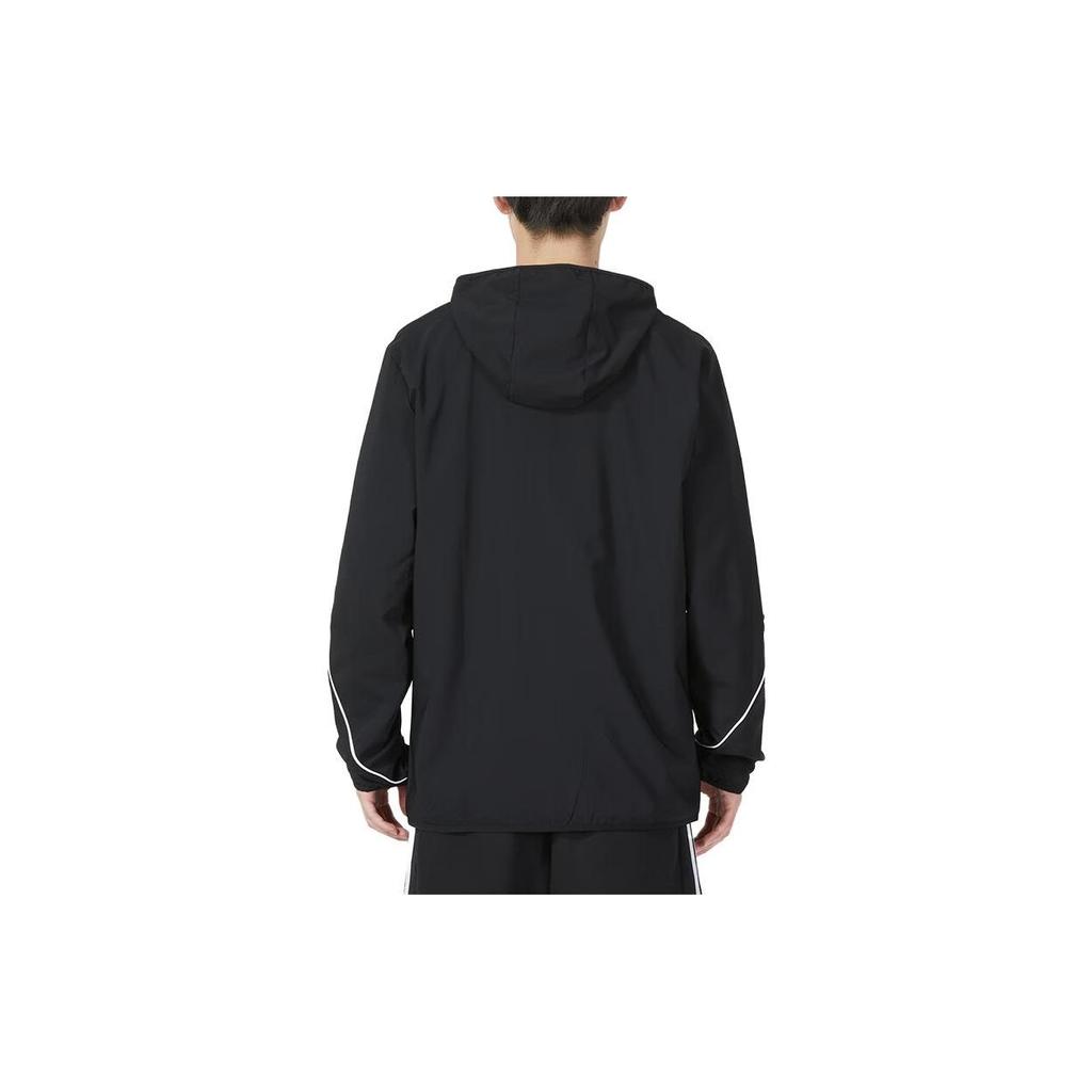 Adidas Pánská prodyšná bunda s kapucí s pruhovaným potiskem Vnější oděv Černá HZ9066