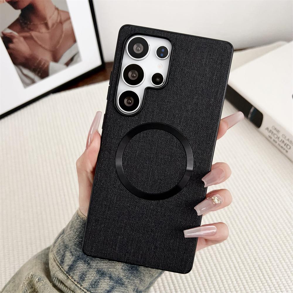 For Magsafe Fabric Cloth Case for Samsung Galaxy S25 S23 Ultra S24 FE S22 S21 Plus A16 A36 Magnetic Solid Color Ultra Thin Cover