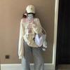 Korean Version of Minimalist Popular Sloping Shoulder Hoodie Women in Spring Autumn Loose Slimming Style Versatile