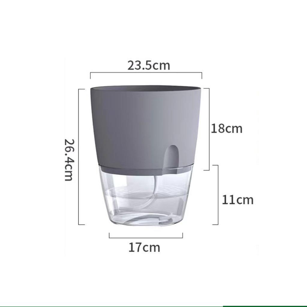 Transparent Double Layer Plastic Flower Pot Self Watering Flowerpot Cotton Rope Watering Small Plant Pot with Injection Port