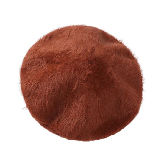 Women Painter Hat Solid Color Octagonal Dome Top Beret Hat Autumn Winter Warm Plush Hat Fashion Accessories