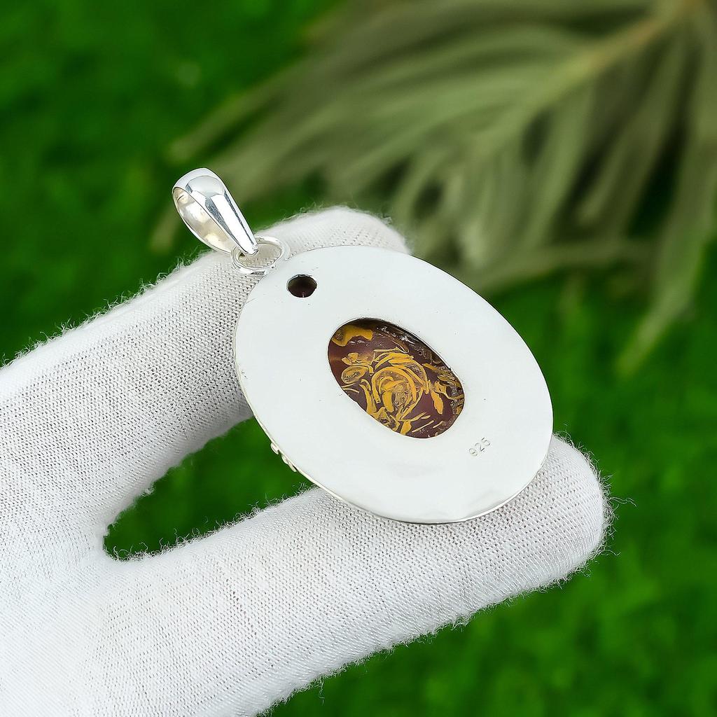 Natural Mariam Jasper Mozambique Garnet Wife Pendant Jewelry 925 Sterling Silver