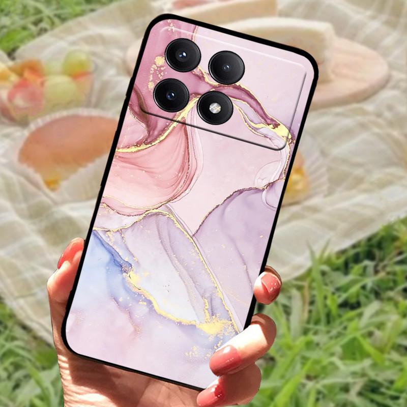 Pro Xiaomi Poco X6 Kryt Poco X 6 X6 Pro 5G Silikonový Měkký Mramorový Černý Nárazník Funda Coque pro Xiaomi Poco X6 Pro Ochranný
