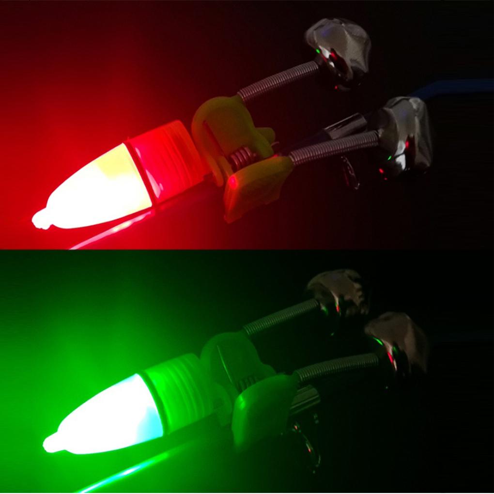10 Stück Tragbarer Angelbissalarm Leuchtender Indikator Professioneller Grüner Elastischer Clip Alerter Sensor für Rute