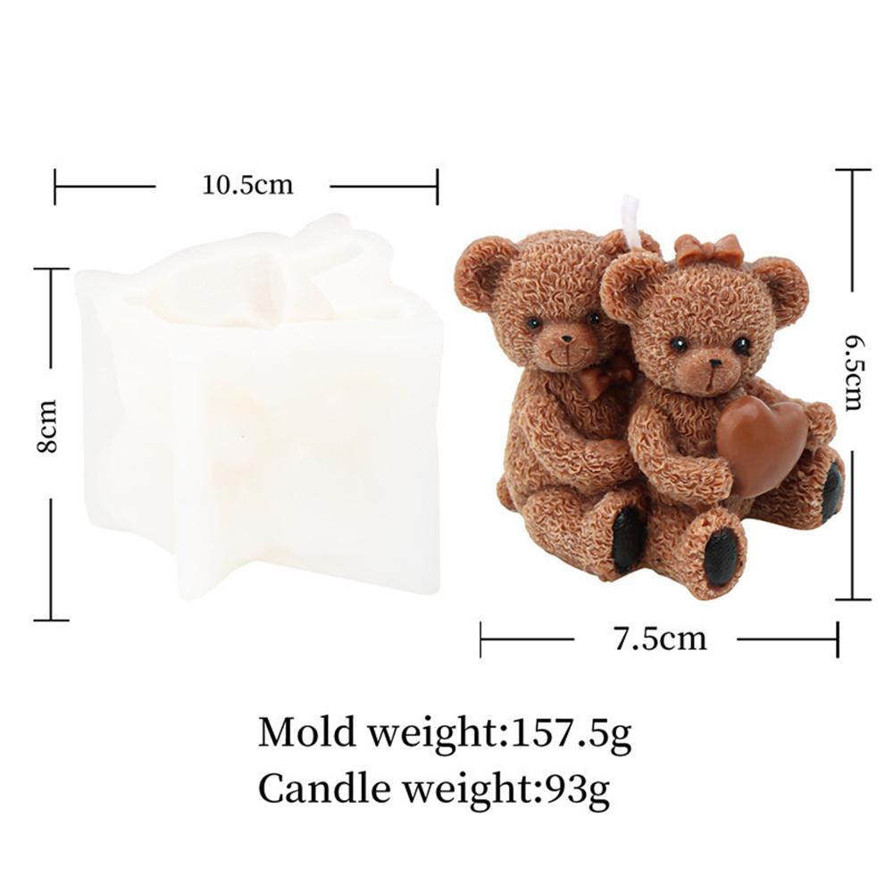 Niedlicher Bär Silikon Kerzenform DIY Umarmung Herz Paar Bär Duftkerzenherstellung Harz Seife Kuchenform Geschenke Handwerk Heimdekoration