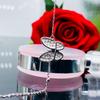 Full Paved Butterfly Pendant with Side Dangle Round Stone Women Thin Cable Chain Clavicle Necklace