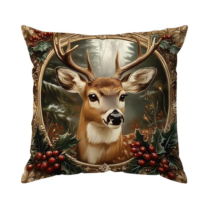Christmas Reindeer Santa Claus Cushions Pillowcase Polyester Cushion Cover Throw Pillow Sofa Decoration Pillowcover Home Decor