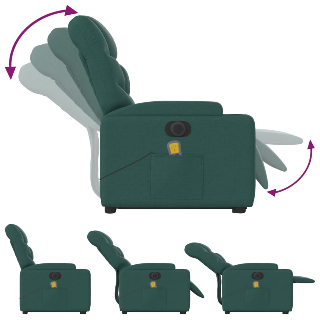 Vidaxl Lift Recliner Massage Chair, Electric, Reclining, Green