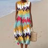 Sleeveless dress new pleated large version loose casual round neck D printing source