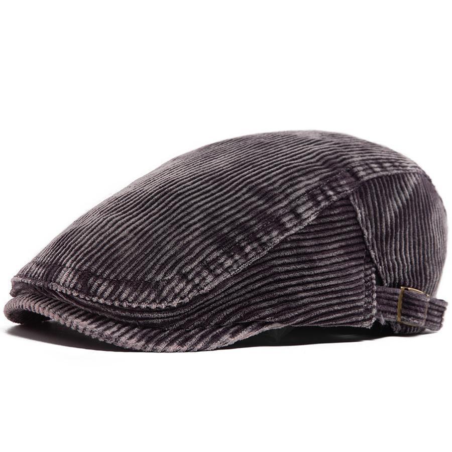 

Wash Faded Corduroy Beret Retro Fashion Men Women Newsboy Cap Autumn Winter Casual Vintage Flat Hat 55-59Cm Adjustable Cool
