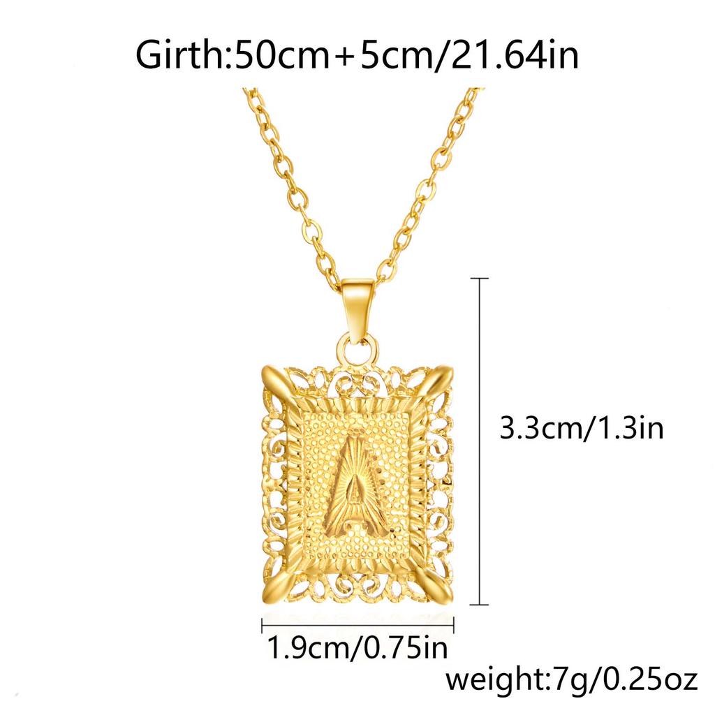 Exquisite Gold Color Initial Pendant Necklace for Women Men Stainless Steel Geometric Alphabet Necklace Friendship Jewelry