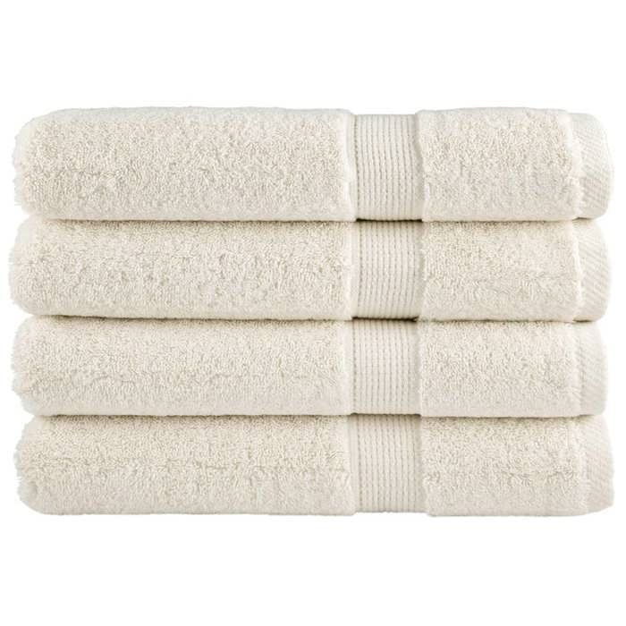 VidaXL Serviettes de Qualité Supérieure 4 pcs, Serviettes de Douche, Draps de Bain, Serviettes d'Invité de Toilette, Crème 137486