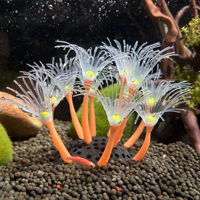 Décoration de bac à poissons Corail Fluorescent en Silicone Simulé