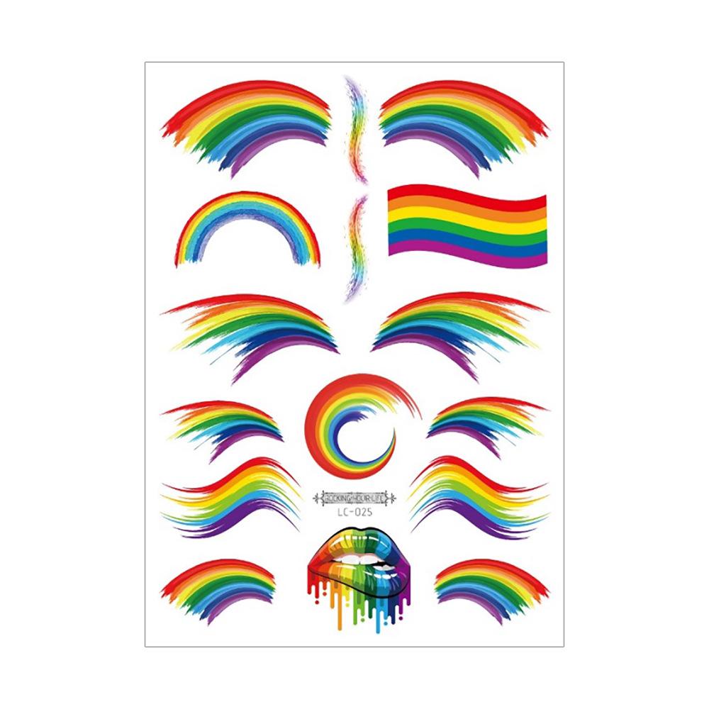 Proud Day Waterproof Rainbow Sports & Camouflage Tattoo Stickers for Arm and Face