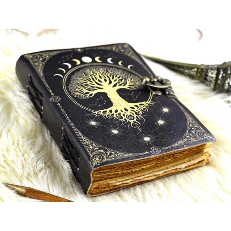 Tree of Life Leather Grimoire Journal: Book of Shadows