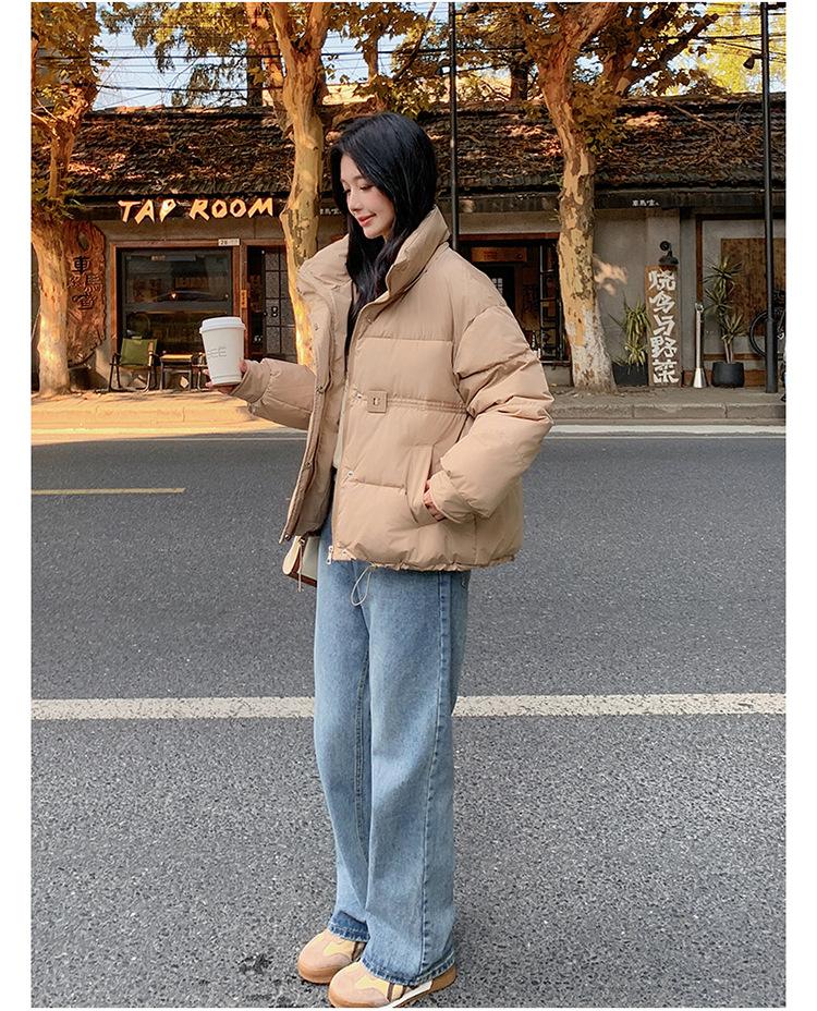 Women's Autumn and Winter Coat Hooded Short Solid Color Loose Thickened Windproof Women's Jacket