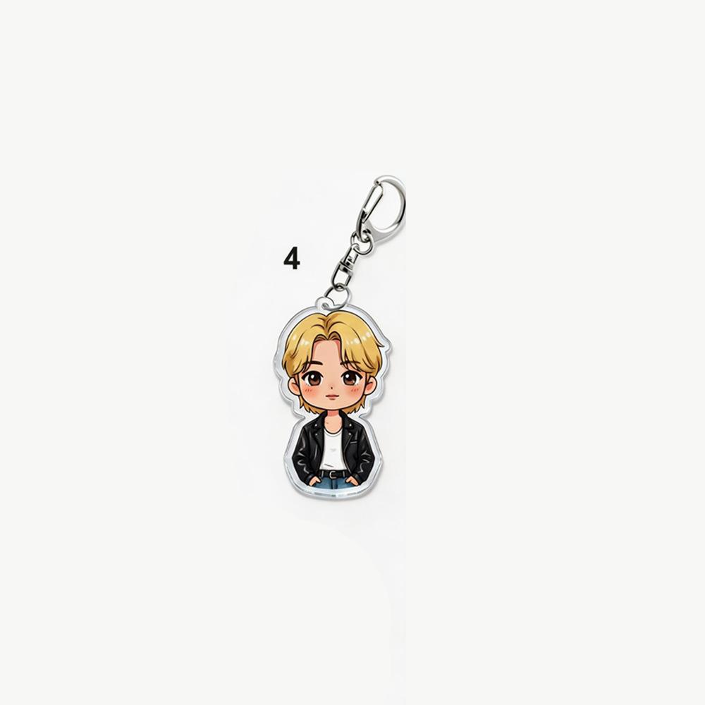 BTS Cool Streetwear Keychain, Bangtan Boys Casual Jacket Cartoon Figure Keyring, Kpop Idol Cartoon Bag Pendant for ARMY Fans