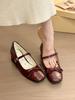 Gentle! Sweet Bow Word with Mary Jane Shoes Women's Spring Round Head Thick Heel Single Shoes
