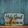 Christian Holy Spirit Welcome Metal Sign Vintage Wall Art Religious Decor Tin
