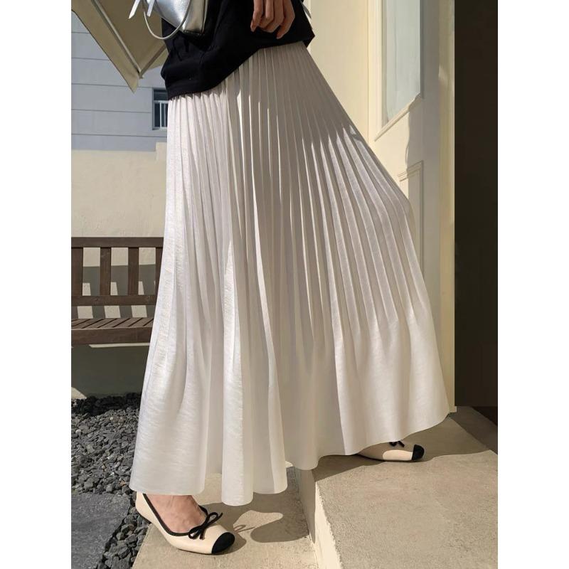 Early Spring New Gentle Wind Design Temperament Fashionable Pleated Skirt Women's Medium and Long Versatile A-shaped Skirt