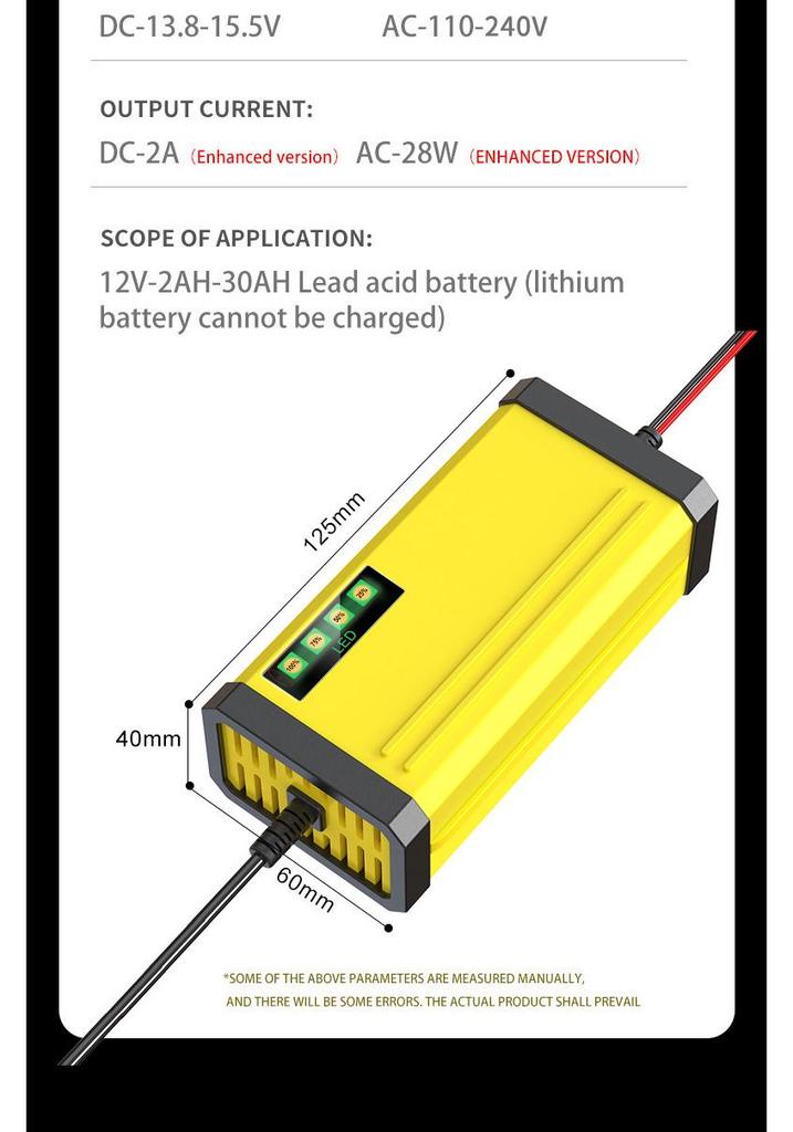12V 2A Car and Motorcycle Battery Charger