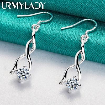 Orecchini in zircone con geometria in argento sterling 925 per gioielli con fascino alla moda da donna