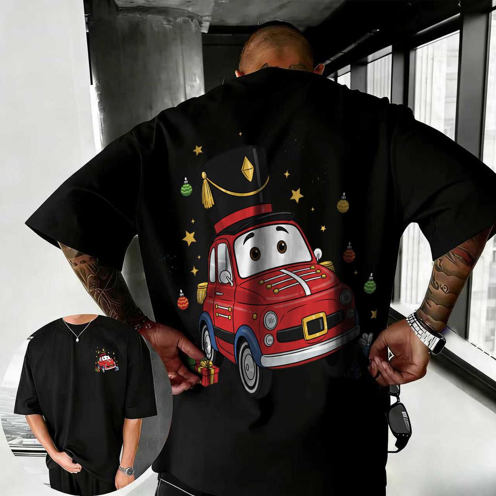 202526 Summer Disney Cars Lightning McQueen Cartoon Pattern 100 Cotton Printed Tshirt Comfortable Breathable Mens Clothing