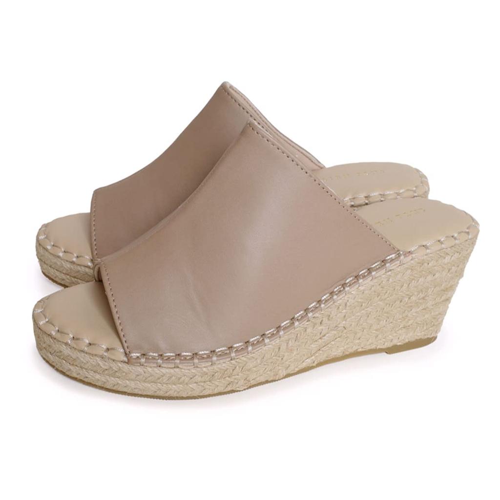 Amiami Jute Wedge Sole Mules with Summer Platform Size FX010 34 Greige Women's Sandals, 7.5cm Heels, Sandals, (Size (21.0cm-21.5cm), (Smooth))