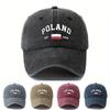 Unisex Bedruckte Buchstabe POLAND EST Baseballkappe Europäischer Stil Gewaschen Vintage Gebogener Schirmhut Trucker Baseballkappe für Outdoor