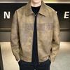 New simple men's leather jacket American retro pu tooling locomotive old money wind tough loose trendy leather jacket
