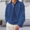 BITCED Autumn Long-Sleeved V-Neck Men's Collared Oversized Hoodie