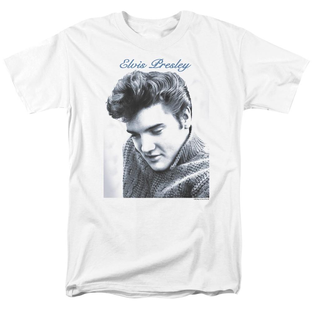 Elvis Presley - Script Sweater - Adult Unisex Short Sleeve T-Shirt - White XL