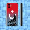 Turk Wolf Turkey Flag Phone Case For iPhone 17,16,15,14,13,12,11,Pro,Max,Plus,Air,X,XS,XR,SE,8,7,Mini,Soft Black Case